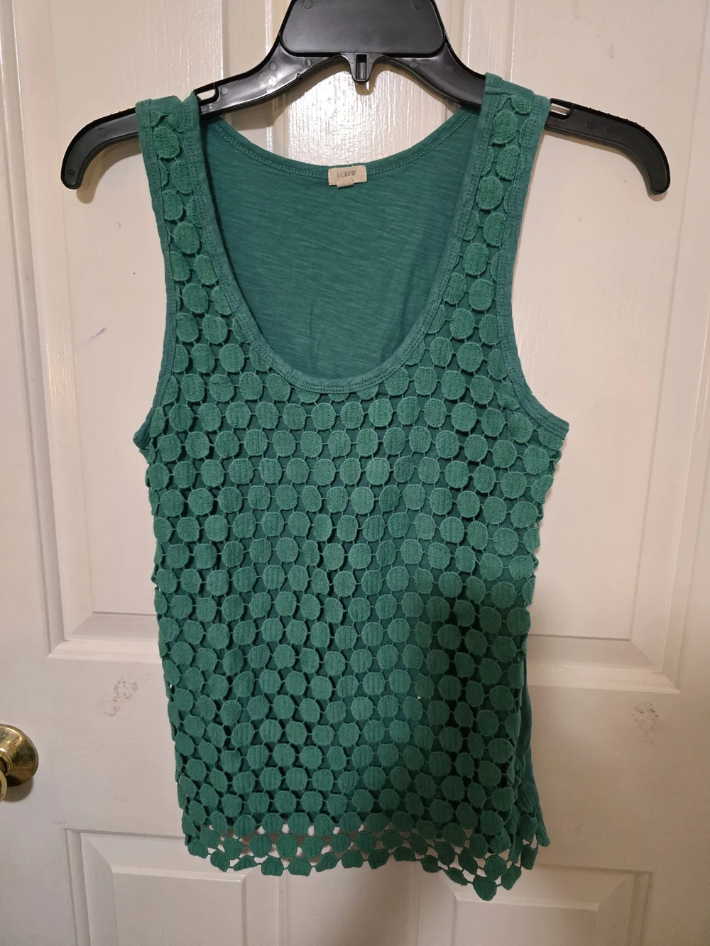 J. Crew Teal Crochet-Overlay Tank